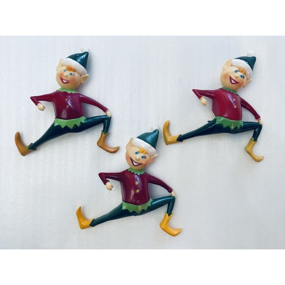 Lot of 3 Vintage Sun Hill Industries 1981 Christmas Elf / Pixie Shelf Decoration - Picture 2 of 9
